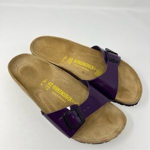 Birkenstock Madrid Patent Leather Purple Slip One Sandals Size 42 11/11.5US